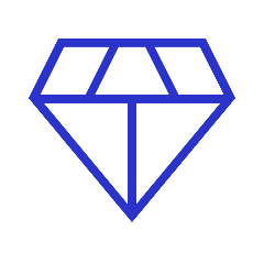Ein dunkelblaues Icon welches aus einem Diamanten besteht.