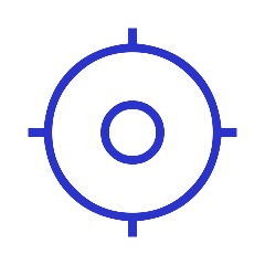 Dunkelblaues Zielscheiben-Icon mit konzentrischem Kreis und Punkt.