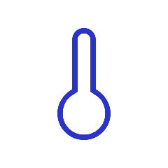 Dunkelblaues Thermometer-Icon in einem.